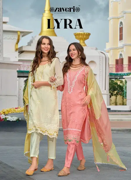 Lyra By Zaveri Organza Embroidery Kurti With Bottom Dupatta Wholesale Price In Surat Catalog